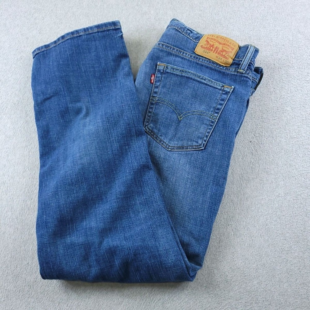 Levis 514 Jeans Mens 34x30 Blue Straight Leg Stretch Denim Medium Wash Pants